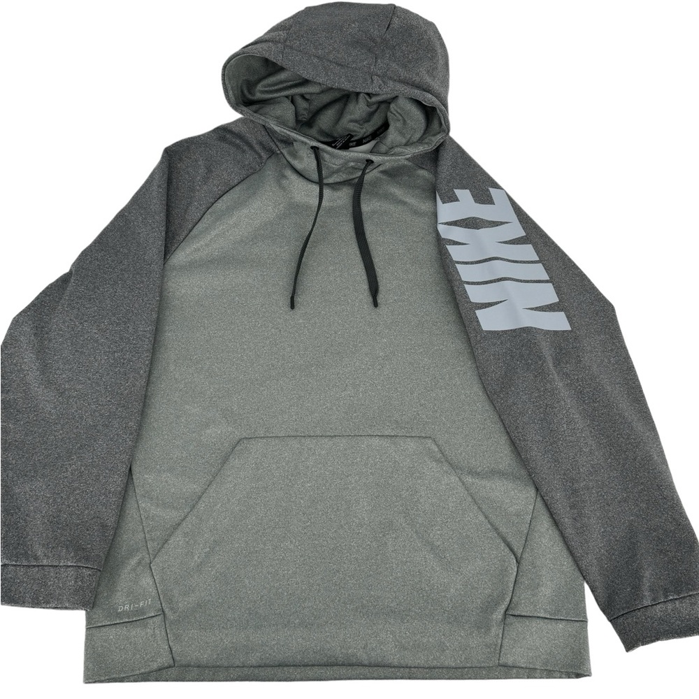 Men’s 2-Tone Gray DRI-FIT Hoodie with Kangaroo Pocket. Size XL